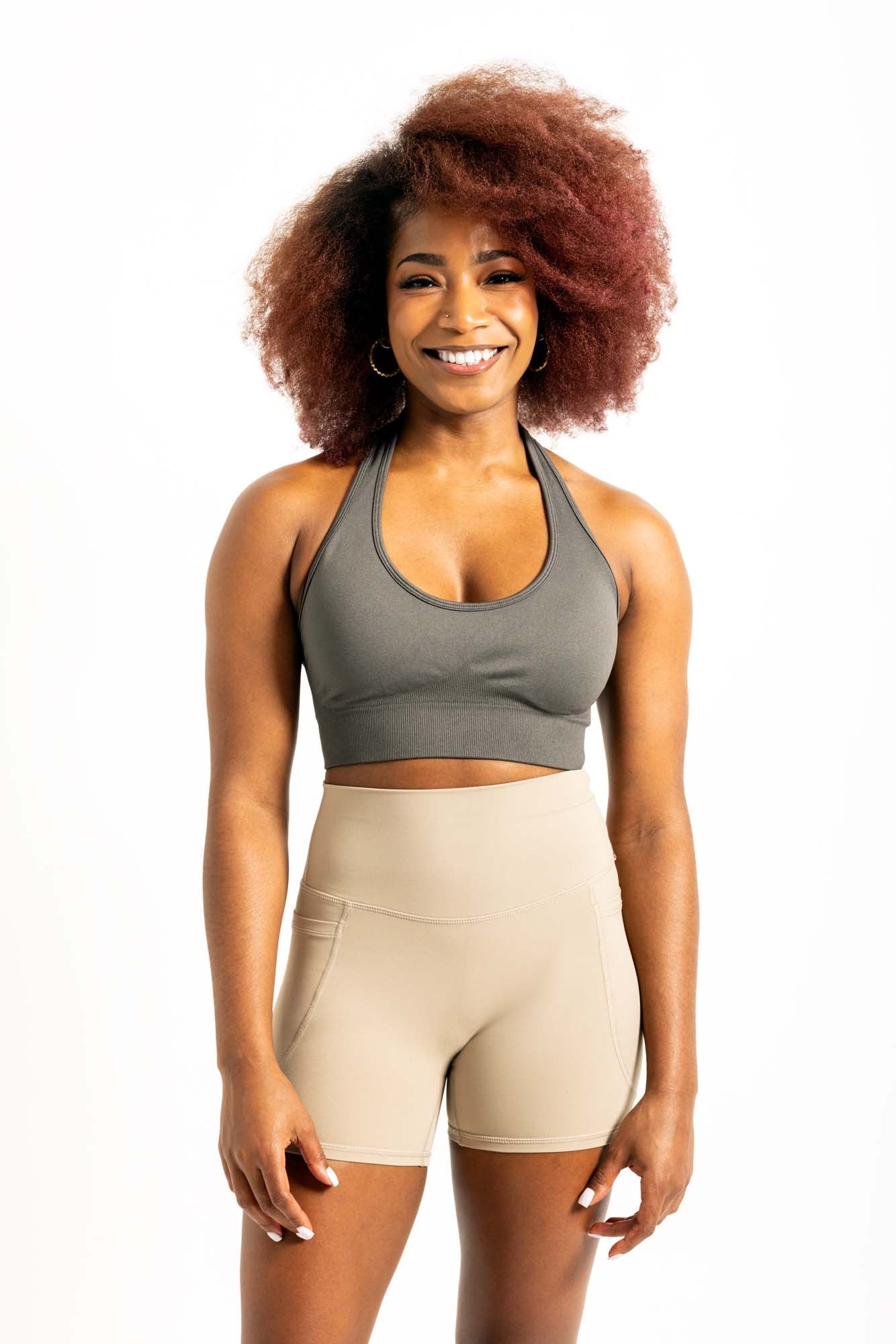 Sandstone Brown Lift Seamless Pocket Active Shorts